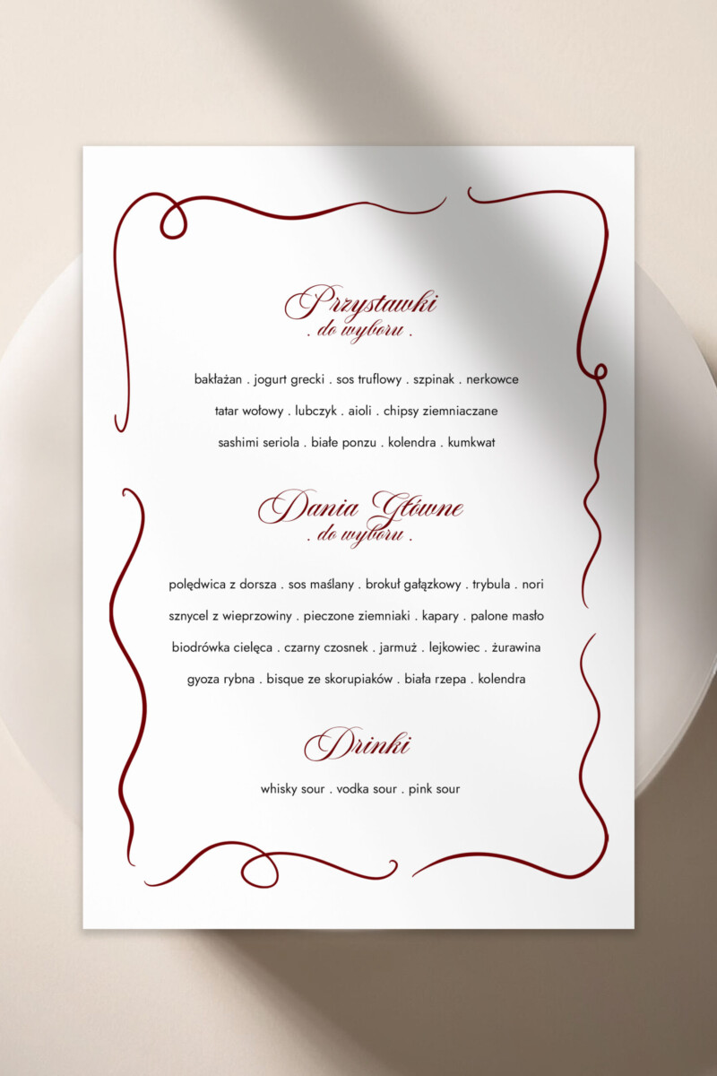 Menu CLARET