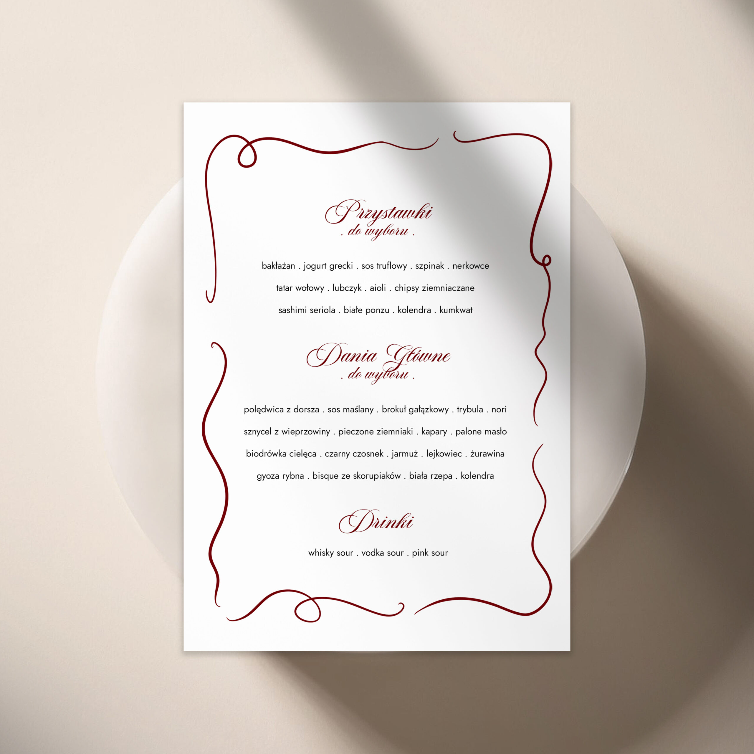 Menu CLARET