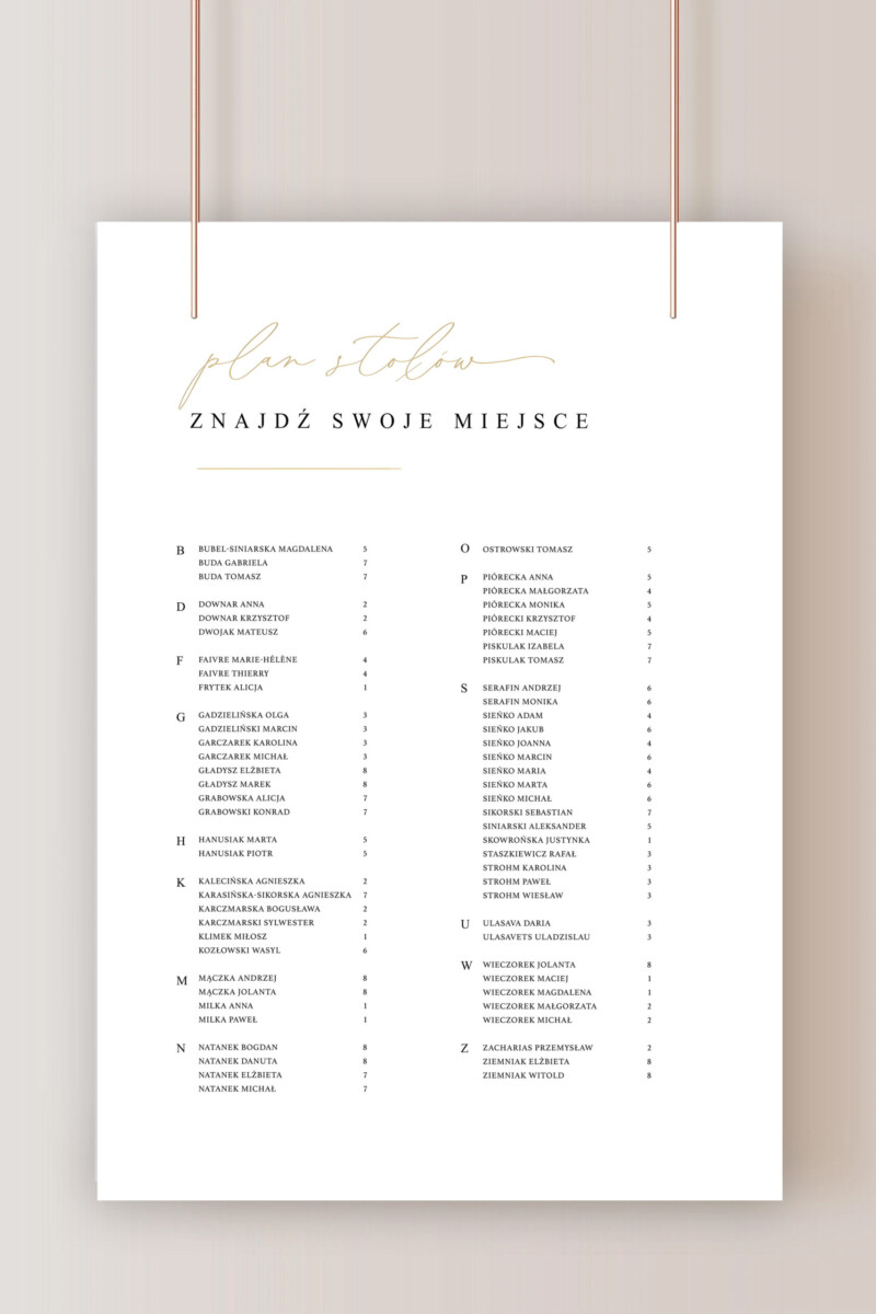 Plan Stołów MODERN LOVE